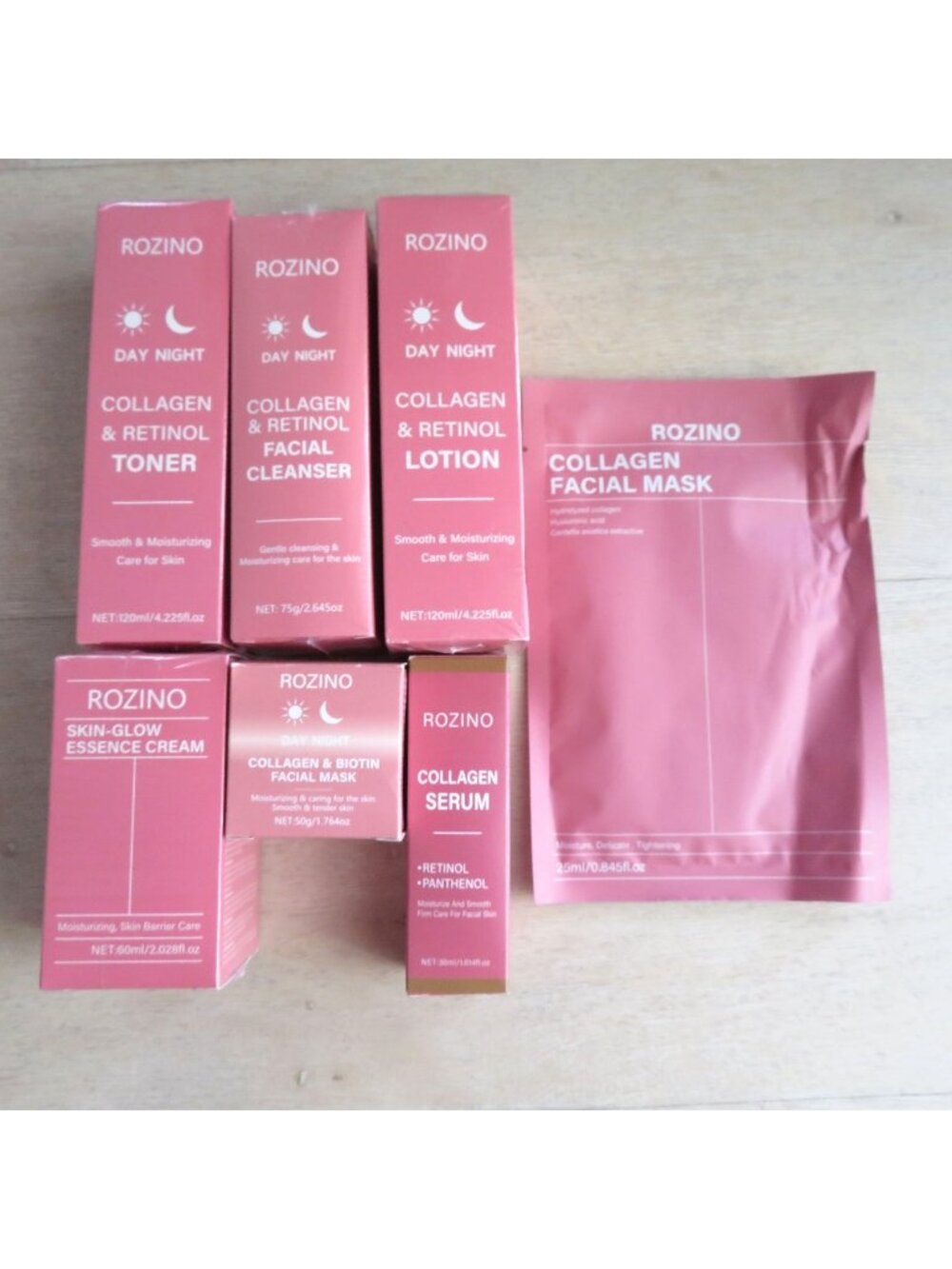 Rozino Collagen Retinol Skincare Set Toner Cleanser Lotion Serum Essence Cream